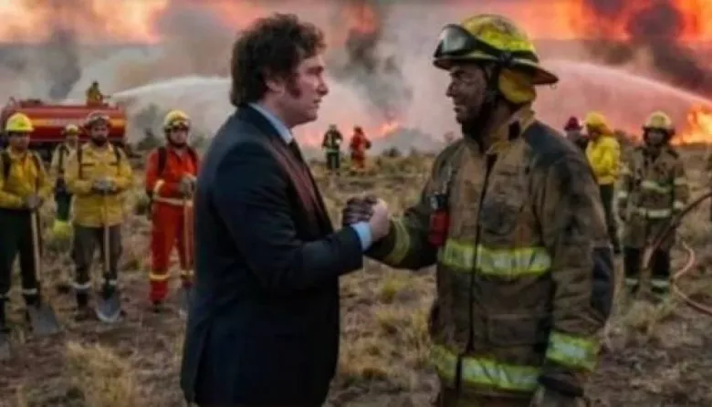 Polémica por imagen con IA de Milei en los incendios